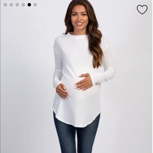 PinkBlush Ivory long sleeve ribbed maternity top